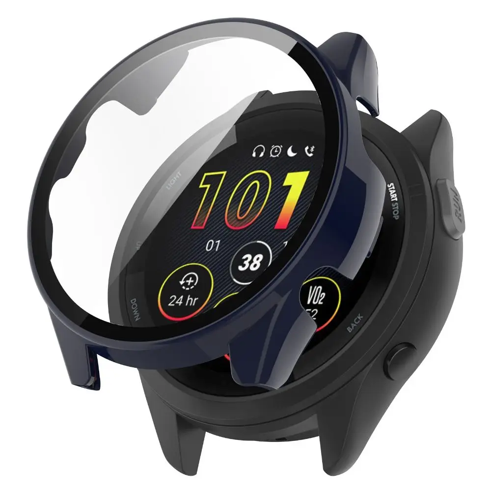 

PC+Tempered Protective Case Smart Full Cover Screen Protector Accessories Hard Bumper Shell for Garmin Forerunner 165/165 Music
