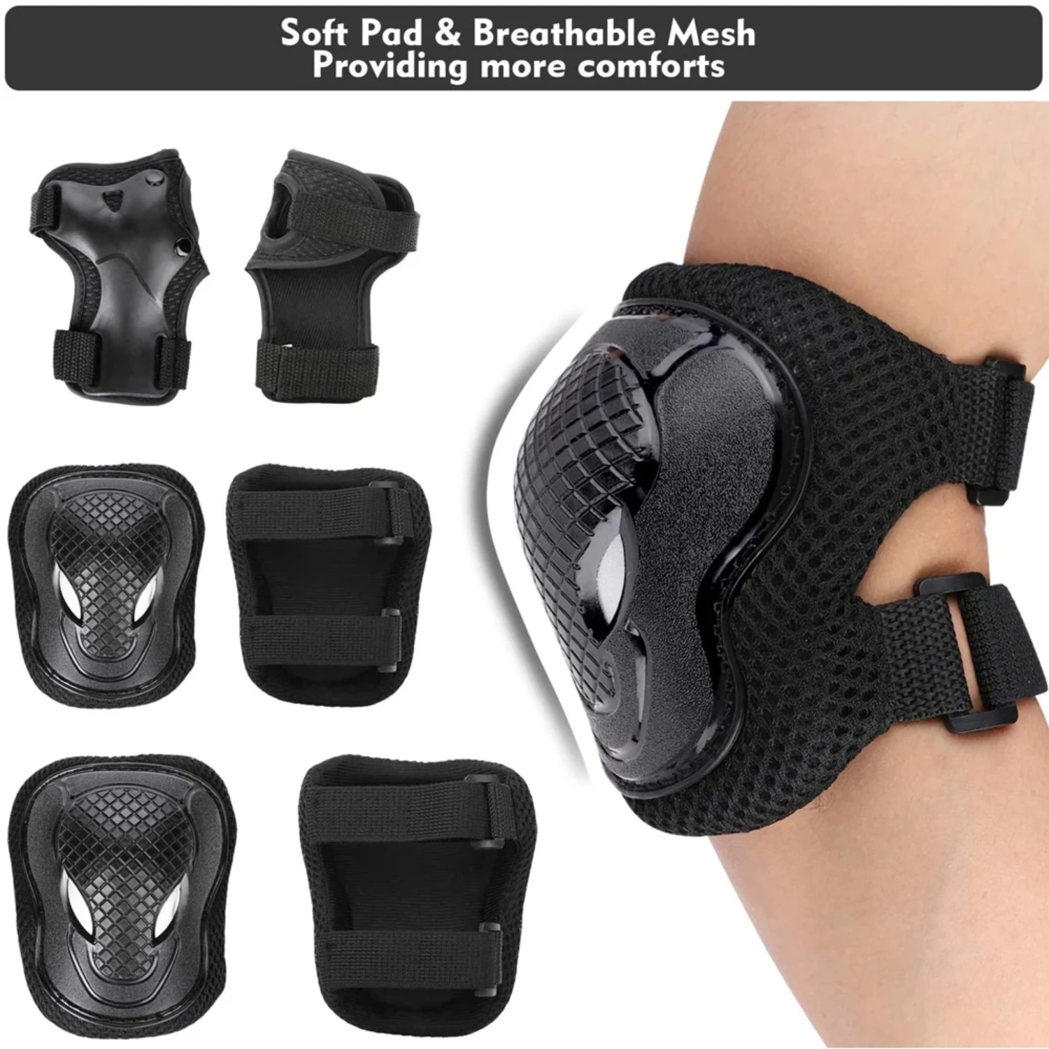 6Pcs/Set  Safety Knee Pads Elbow Pads Wrist Guards Children Protective Gear  Girls Boys Cycling Skating Roller