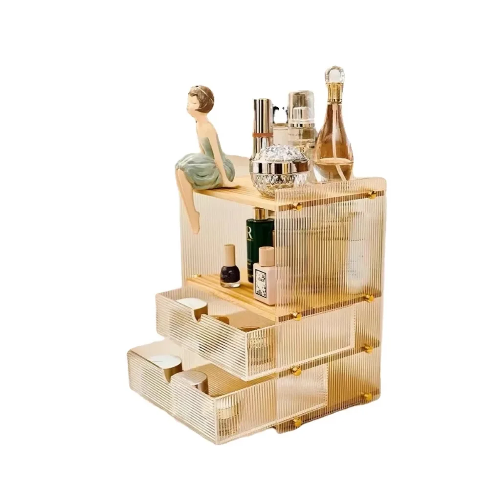 

*Dresser acrylic cosmetic storage box multi-layer drawer type, storage shelf solid wood