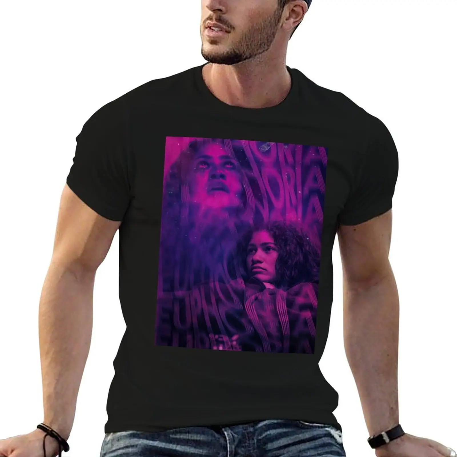 T-shirt avec design d'affiche Euphoria Rue, t-shirts avec imprimés, t-shirt pour homme