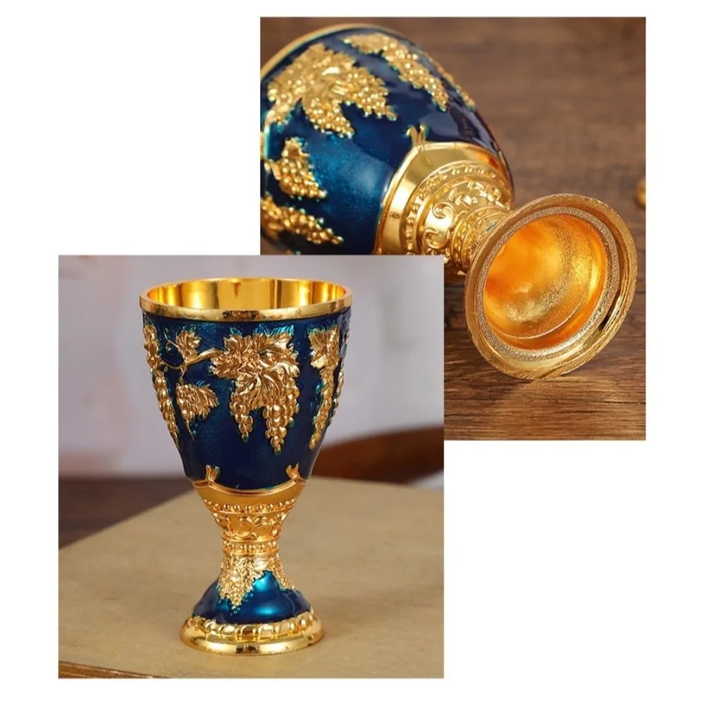 Drink Cup Embossed Grape Wine Glasses Decorative European Style Vodka Goblet Exquisite Medieval Vintage Metal Wine Cup Wedding