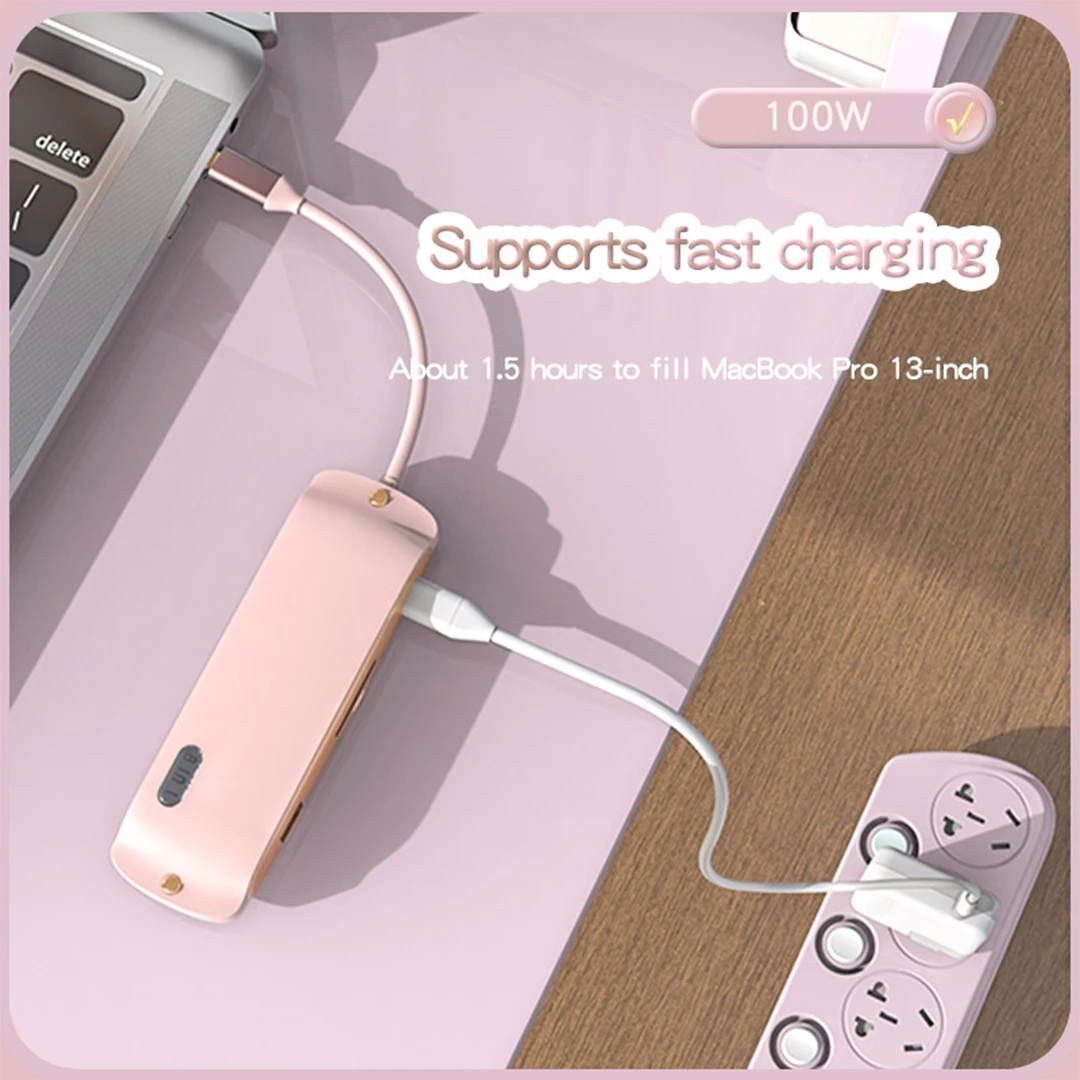 Usb 8 in 1Hub 3.0 Docking Station Usb 3.0 Splitter Several Ports Type C Extensor Usb Dock Concentrator 4K For Macbook