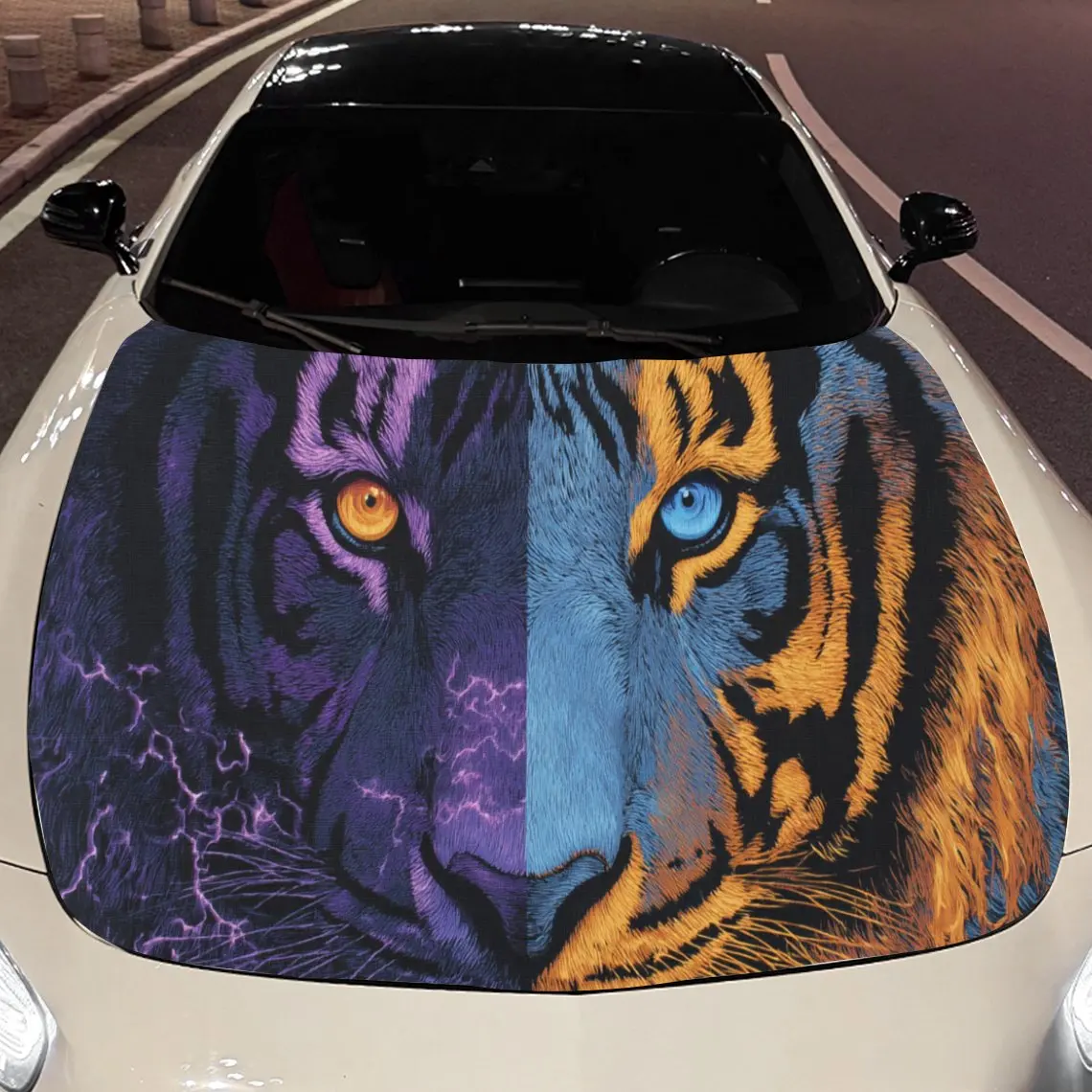 

Awesome Tiger Car Hood Stickers - Self-Adhesive, Waterproof and Durable Vinyl Wrap, Decorate And Protect Your Car, Fit For All C
