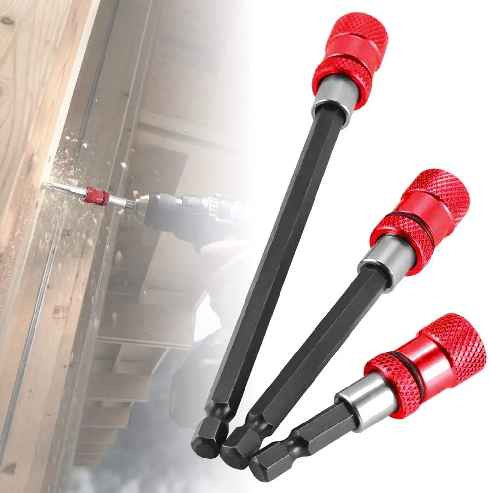 1/4 Inch Hex Shank Quick Release Screwdriver Magnetic Bit Holder with Adjustable Collar Extension Bar 60mm 100mm 150mm