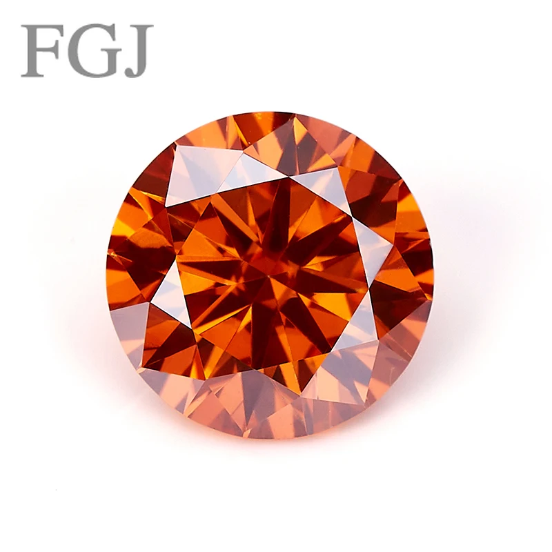 

Real Moissanite Stones Plating Orange Color Natural Round Cut Excellent VVS1 0.5-3ct Advanced Jewelry Making Materials