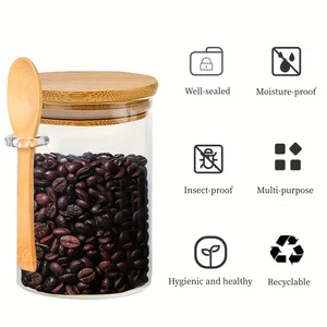 18 jaguar hermetic glass vials with lids and spoons, candy bottles with lids, transparent spice vials, small food storage containers 12 Main Sales Glass Bomboniere - №3