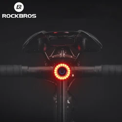 ROCKBROS Smart Bicycle Rear Light Auto Start/Stop Brake Sensing IPX5 Waterproof Type-C Charge Cycling Taillight Bike LED Light