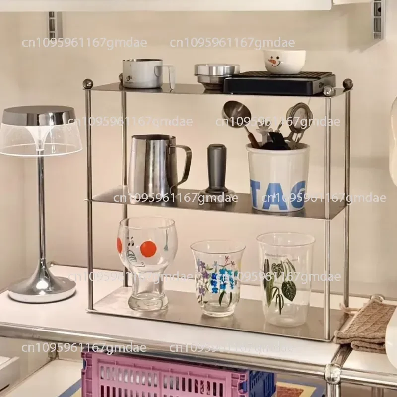 Minimalist Ins Wind Stainless Steel Multi-layer Rack Medieval Cup Holder Desktop Finishing Rack Cosmetics Aromatherapy