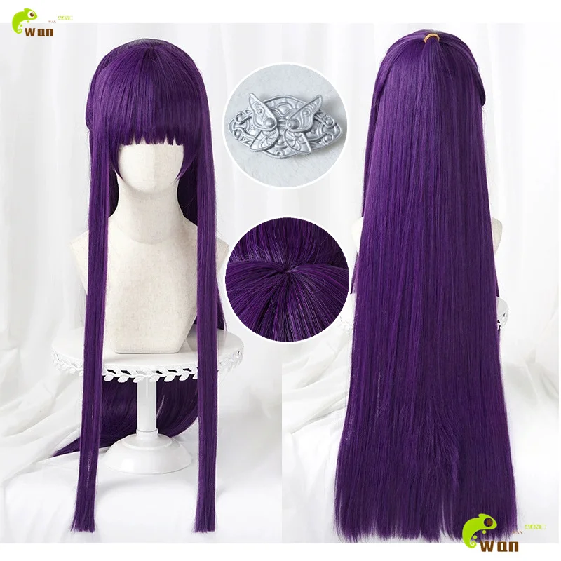 

Парик для косплея папоротника, 80 см, темно-фиолетовые парики для женщин, Хэллоуин, косплей, аниме, парики, термостойкие синтетические волосы + шапочка для парика
