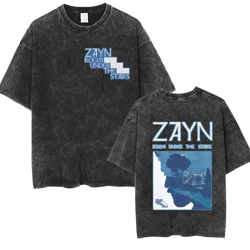 Camisetas Vintage Lavadas del Álbum Startway To The Sky Tour 2026 de Zayn Malik, Camisetas de Manga Corta Estilo Hip Hop, Gótico y Punk para Hombre, Ropa Urbana