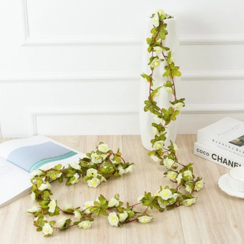 

2.3m Artificial Rose Flowers Rose Vine Silk Flower Diy Home Room Decor Wedding Decoration Garden Arch Christmas Rattan 42 Buds