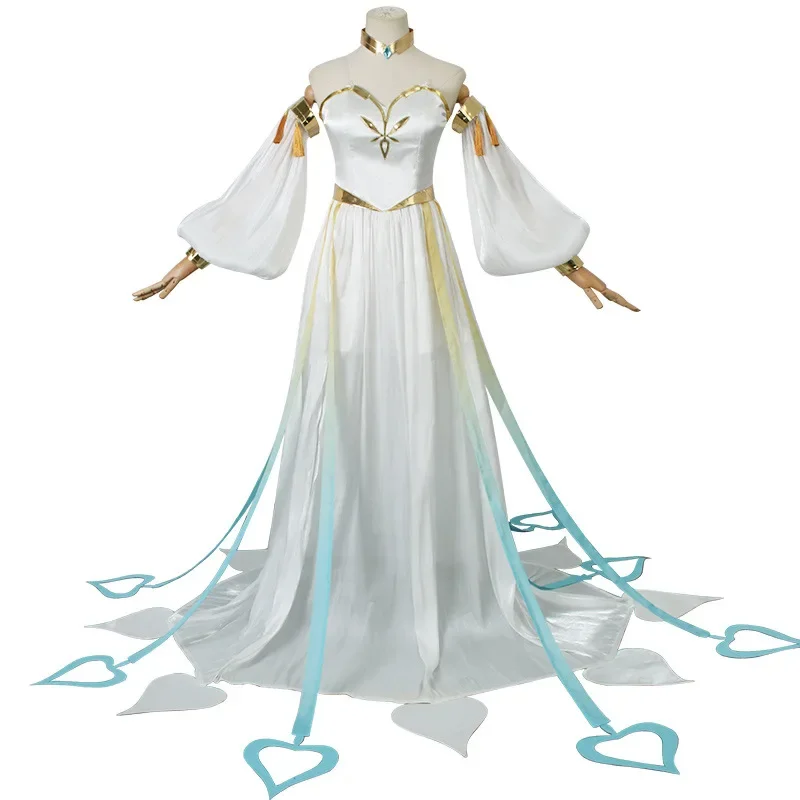 

Game The Greater Lord Rukkhadevata Nahida Cosplay Costume Genshin Impact White Long Dress Wig Women Halloween Carnival Clothing