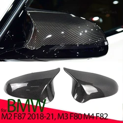 High Quality Mirror Cover Real Carbon Fiber Side Mirror Cover Cap Trim For BMW M2 E87 18-21, M3 F80 M4 F82 14-20 Left Hand Drive