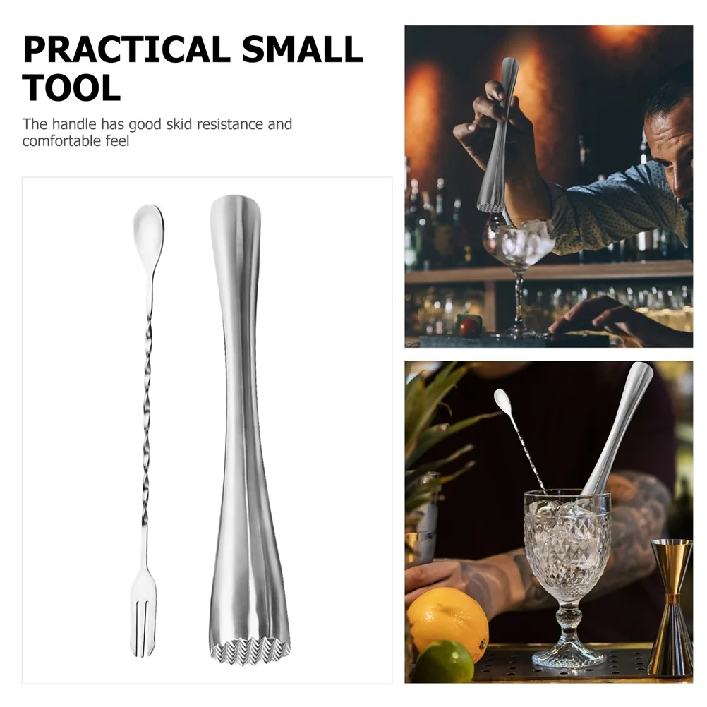 

Stainless Steel Ice Muddler Cocktail Stirring Spoon Blender Juicer Tool Kitchen Gadget Fruit Smasher