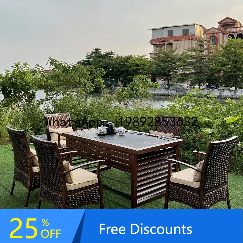 

CZ Outdoor Table and Chair Rattan Set for Balcony, Villa, Courtyard, Leisure Sofa, Terrace, Garden, Waterproof and Sunproof