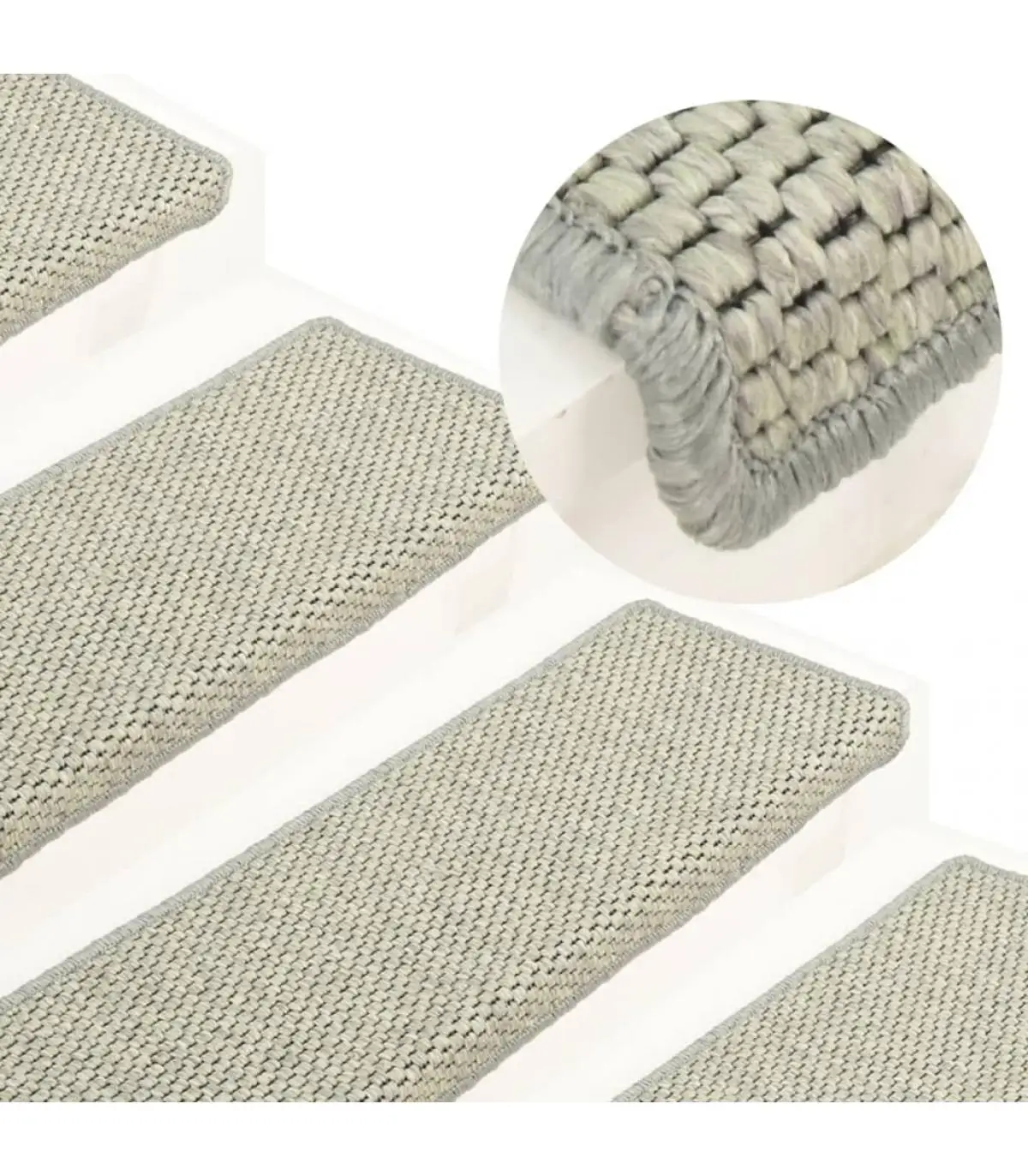 Floor mats for steps self-adhesive floor mat sisal ladder 15 PCs Gray 65x25 cm