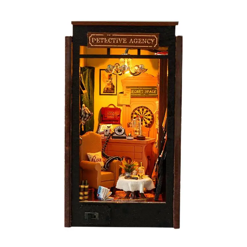 

Miniature Doll House Kit Puzzle Wooden Miniature Book Nook Kits Educational Book Nook Model Building Kit For Study Room Living