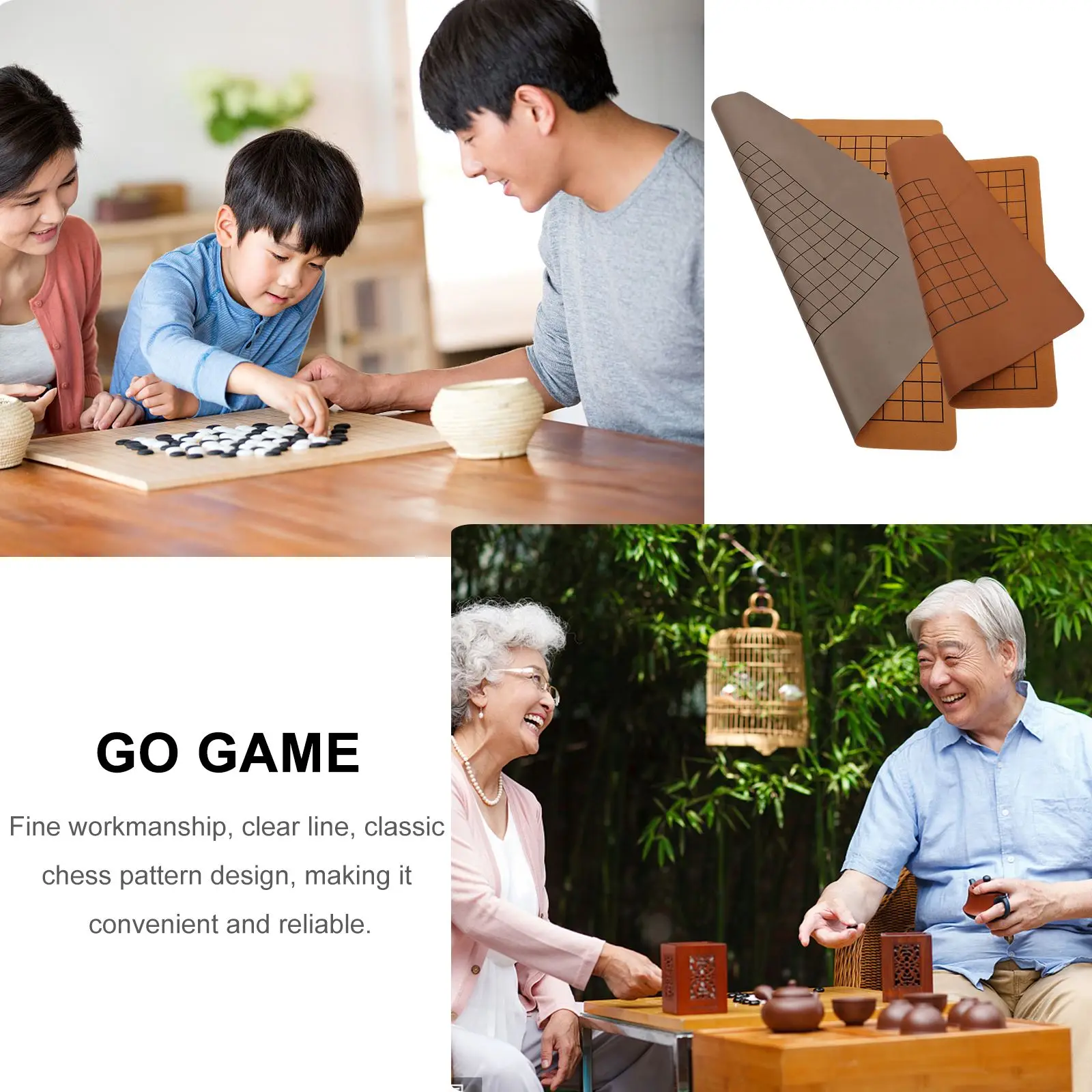 Foldable Go Game Chessboard Weiqi Checkerboard The World Board Game double-faced Trekking Kids Go Chess Toy Internation Standard