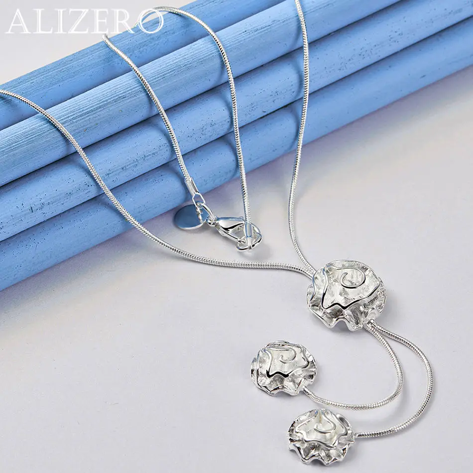 

ALIZERO 925 Sterling Silver Necklace Three Rose Flowers Pendant Necklace For Women Jewelry Fashion Party and Daily Wear