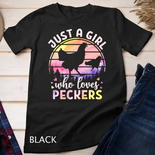 Just A Girl Who Loves Peckers Watercolor Chicken Lovers Unisex T-shirt