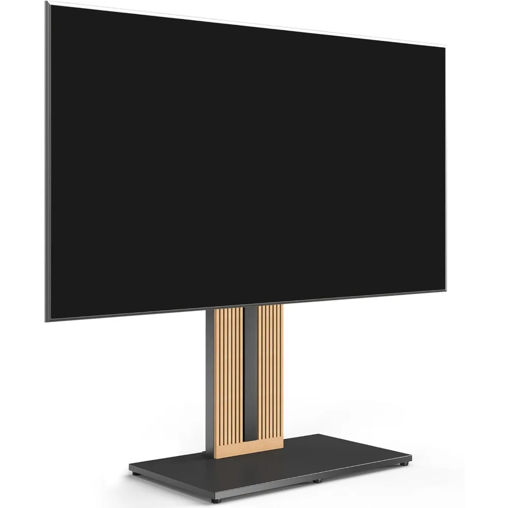 Design Wood TV Stand Swivel Mount with Hidden Back Storage for 55-88 inch TV Screens, Scandinavian Style Tall Floor TV Stand fo