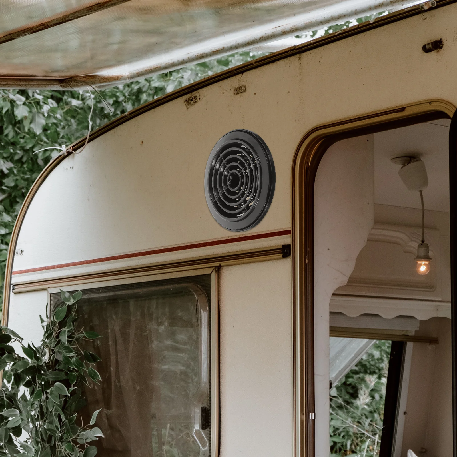 

Rv Air Conditioner Vent Cover Sturdy Louvered Round Air Exhaust for Bus Car Modern Design Easy Clean Louvered Vent