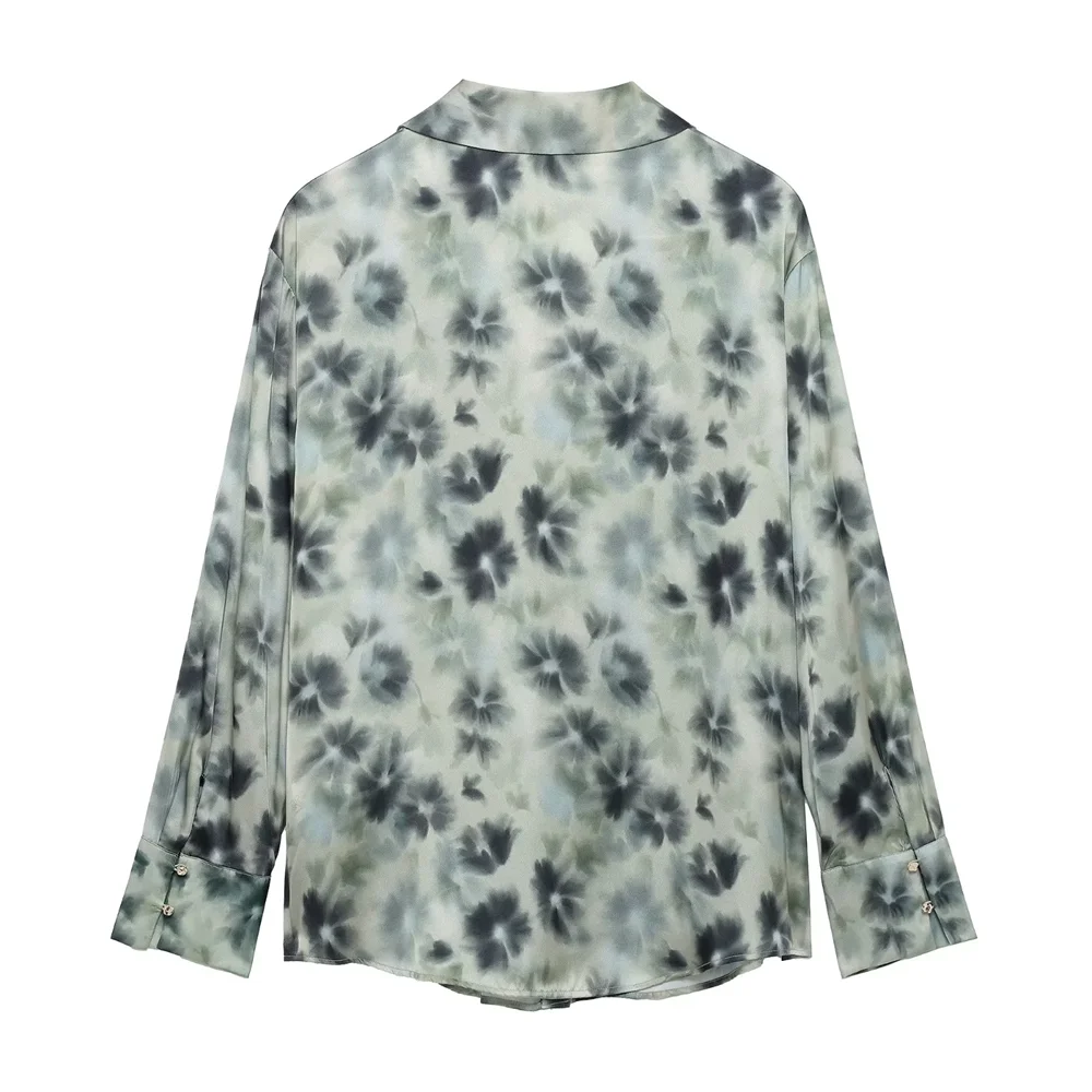 Chemise à revers texturé en Satin de soie imprimé RARA pour femmes, ample, Style paresseux, simple boutonnage, nouveau produit de printemps, 2025