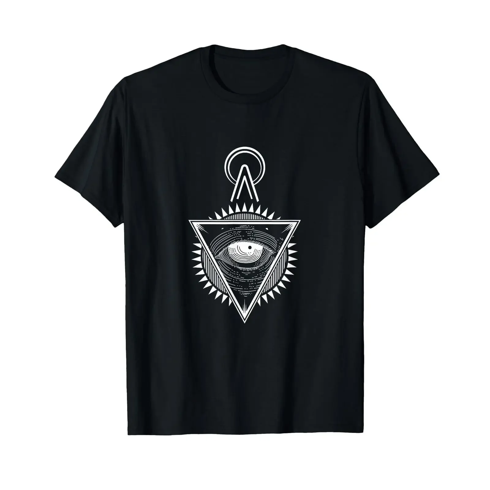 Illuminati Pyramid Circle Occult All Seeing Eye Sign T Shirt vintage Washed Comfortable streetwear Unisex Soft