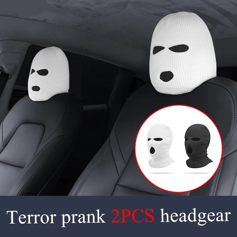 Halloween Atmosphere Internet Celebrity Car Seat Headcover Personality Day of the Dead Funny Hat Decoration For Tesla Model Y/M3