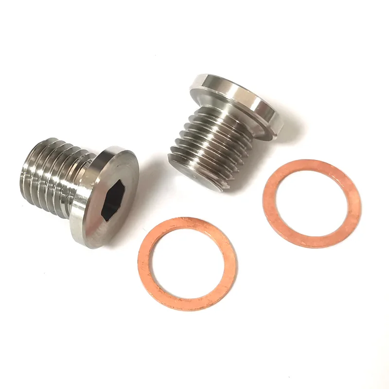 2PCS M12x1.5 Stainless Steel Hex Plug with Copper Washer Auto Sensor Screw Cap