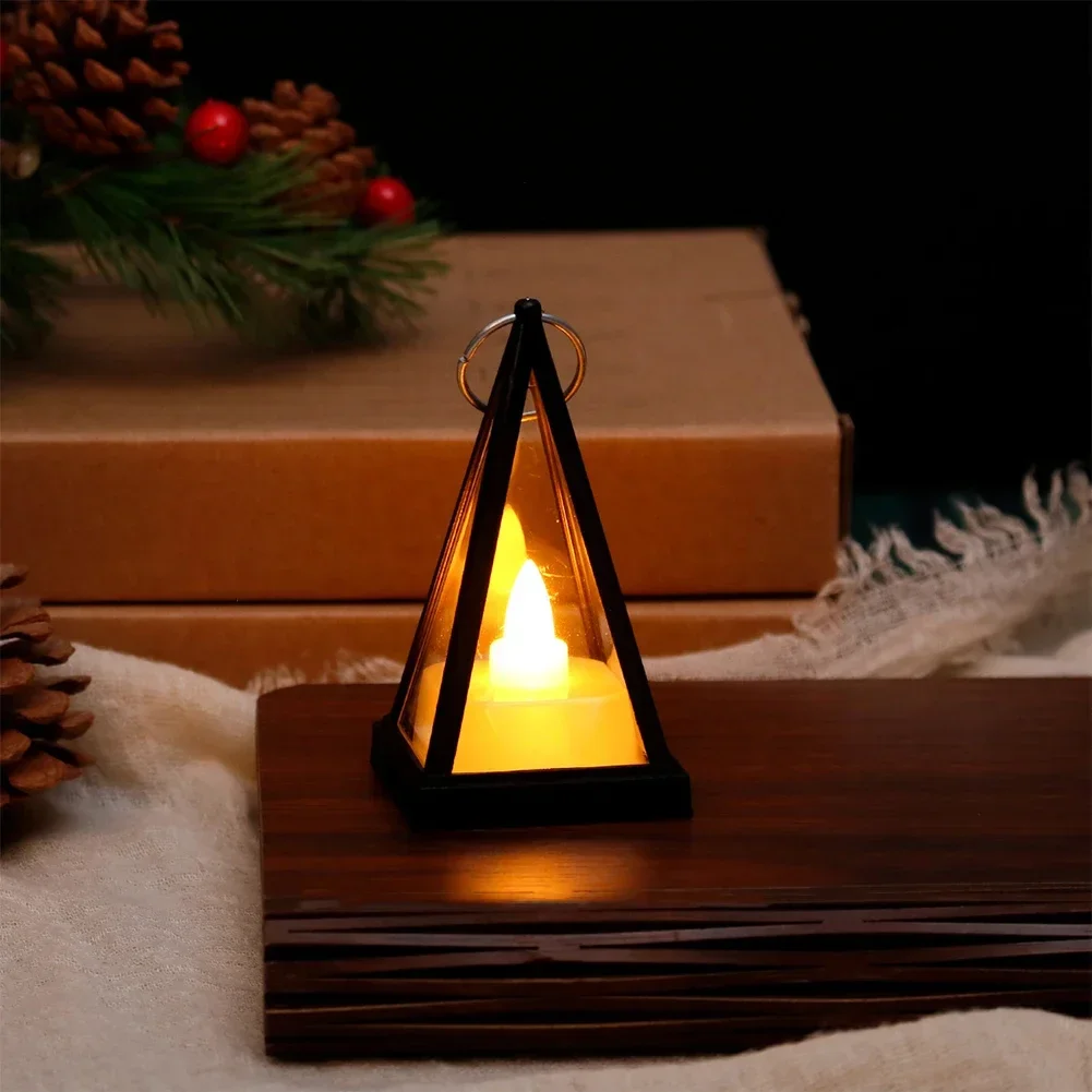 Retro Triangle Electronic Candlelight Outdoor Camping Restaurant Living Room Atmosphere Light Home Room Decoration New Year Gift