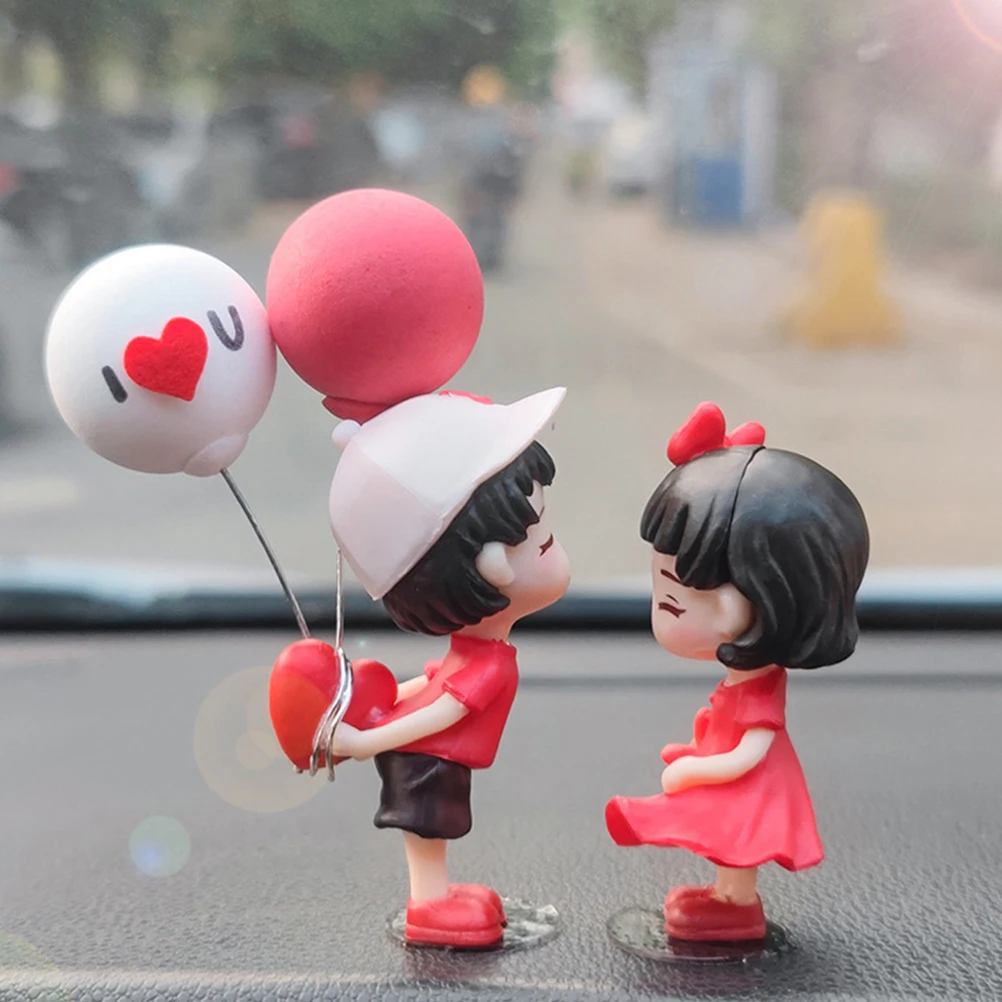 

Cute Couple Car Decoration Dashboard Ornaments For Women Interior Aesthetic Resin Anime Figures Family Cool Statue Lovely