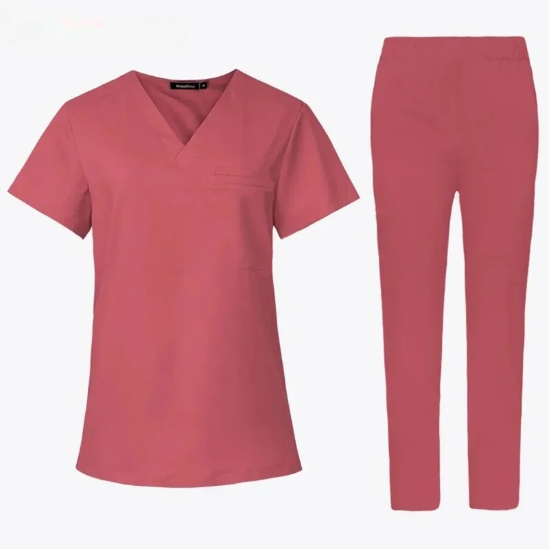 12 Colors Unisex Short Sleeved Pharmacy Nurse Uniform Hospital Doctor Workwear Oral Dental Surgery Uniforms Medical Scrubs Sets