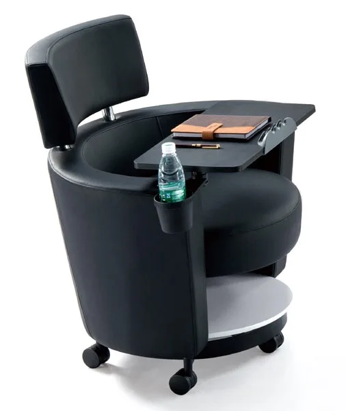 Removable Training Chair Office PU Leather Chair with Writing Pads for Office Use