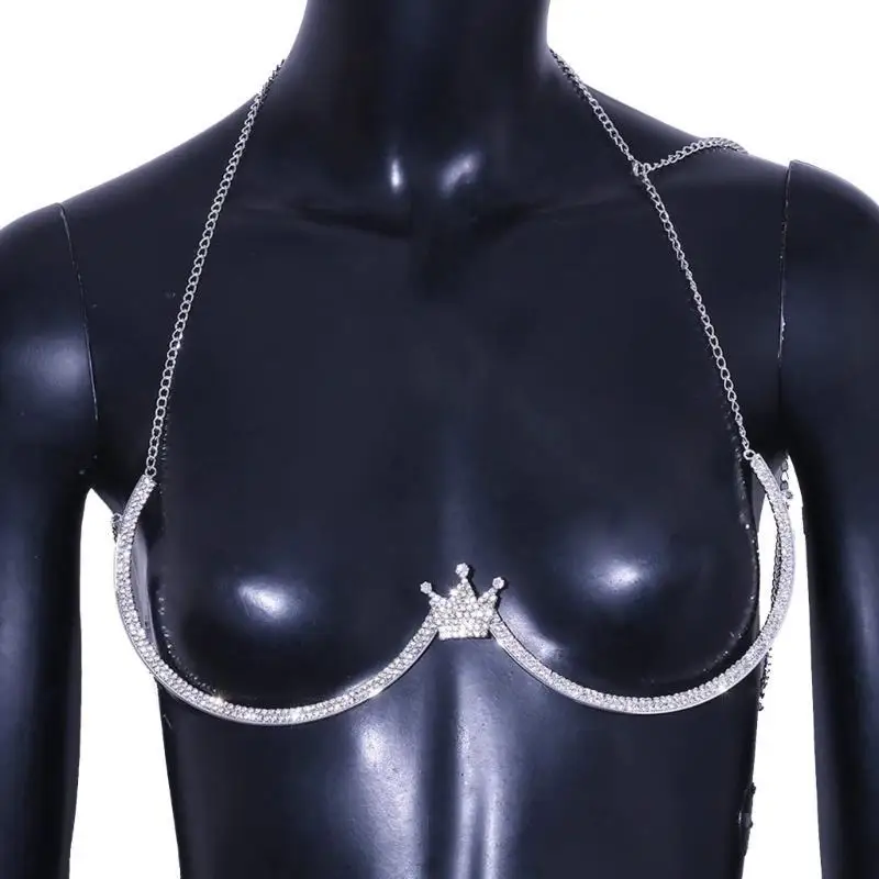 

31BB Chest Bracket Bra Chain Body Jewelry Crystal Body Chain Bra Underwear Chain Alloy Material for Women