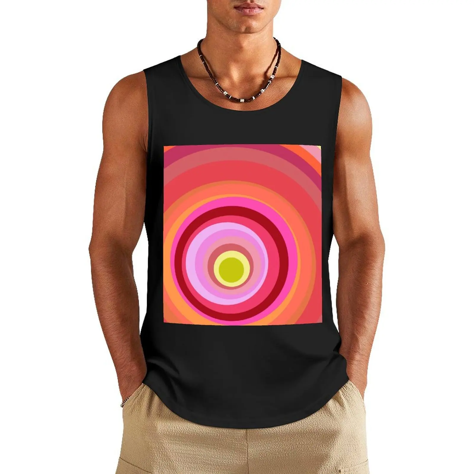 

Into the Eye of Flowers - Circle Graphic Tank Top Vest for boy gym clothes man fitness