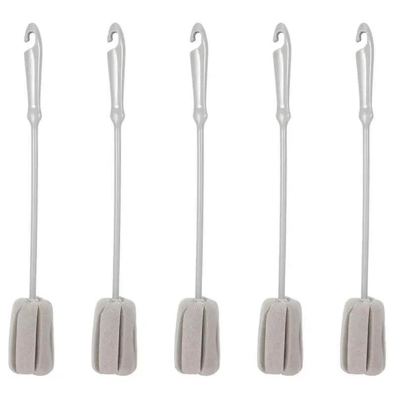 

Щетка-губка A63T-5Pc для мытья бутылочек, стаканов и посуды, кухонный инструмент для чистки, пластиковая щетка с длинной ручкой