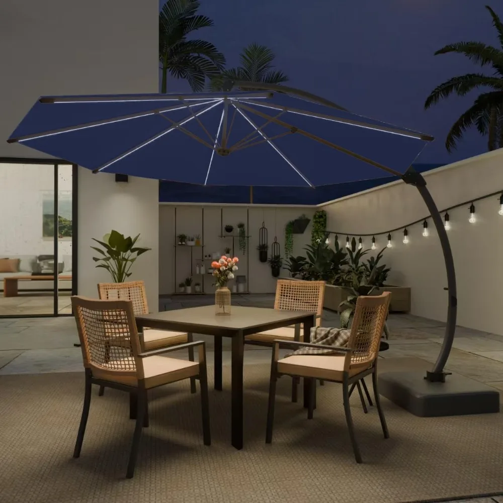 

Patio Umbrellas Bases, Large Outdoor Umbrella with Base Included, Heavy-duty Aluminum Frame, Offset Cantilever Patio Umbrella