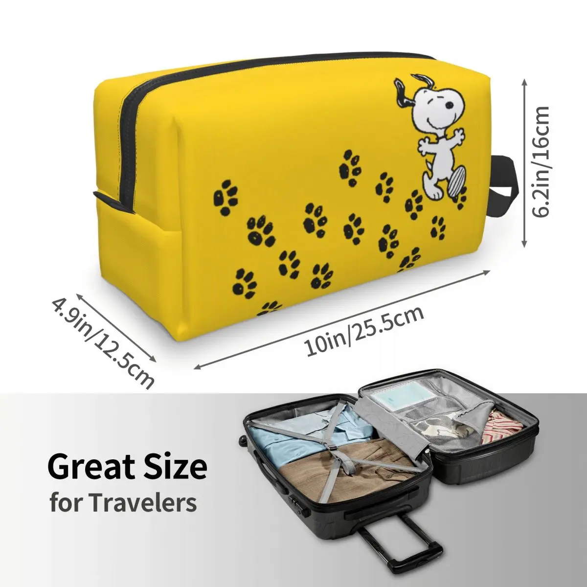 Custom Travel Snoopys Paw Print Path borsa da toilette portatile Cartoon Comic Dog Makeup Cosmetic Organizer Storage Dopp Kit Case