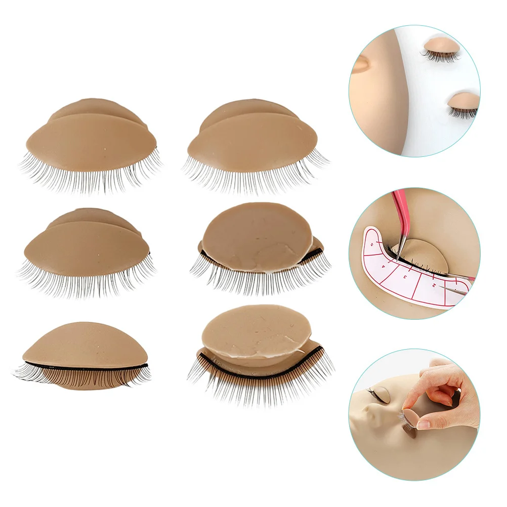3 أزواج من الجفون البديلة المصنوعة من السيليكون، جفون رموش واقعية قابلة للإزالة لتدريب مكياج تمديد الرموش #5