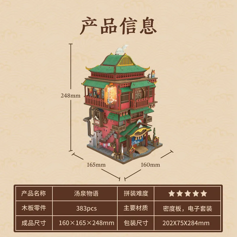 Diy Wooden Spa Themed Miniature House 3d Building Blocks Puzzle Kit Induction Open Cover Creative Assembly Decor Original Gift - view 6
