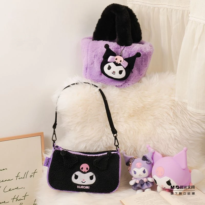 Sanrio Kawaii Anime Kuromi Plush Series Cute Cartoon Versatile Underarm Bag Single Shoulder Bag Outgoing Commuting Handbag Gift