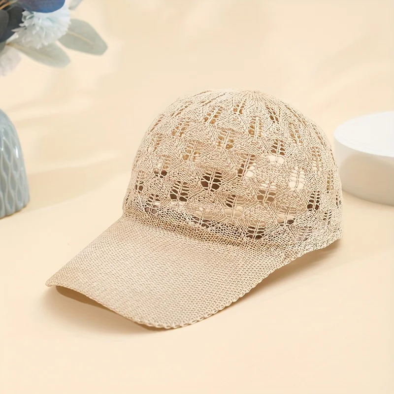 Women's Breathable Mesh Baseball Cap - Adjustable Lightweight Stylish Openwork Design Sun Hat