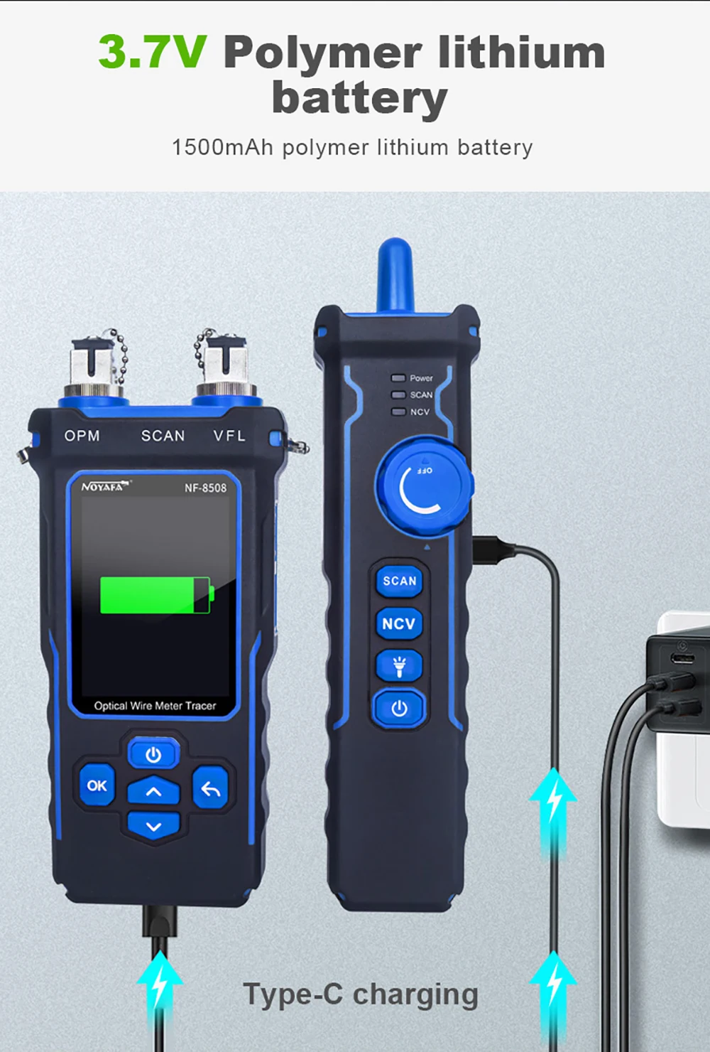 NF-8508 Kabeltester Tracker Länge messen Wiremap LCD PoE-Test VFL & OPM CAT5 CAT6 RJ45 Tester Kabellocator Inspektionswerkzeuge – Detail 13