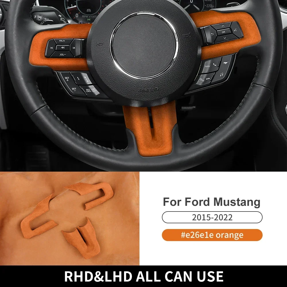 

For Ford Mustang 2015-2019 2020 2021 2022 Super Suede Steering Wheel Cover Interior Trim Accessory