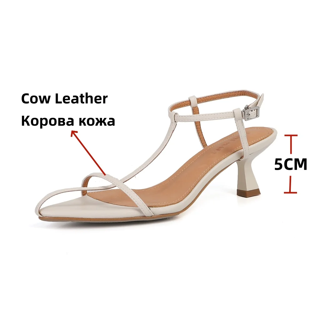 FEDONAS Fashion Women Genuine Leather High Heels Concise Buckles Party Wedding Shoes Woman Kitten High Heels Prom Sandals Pumps