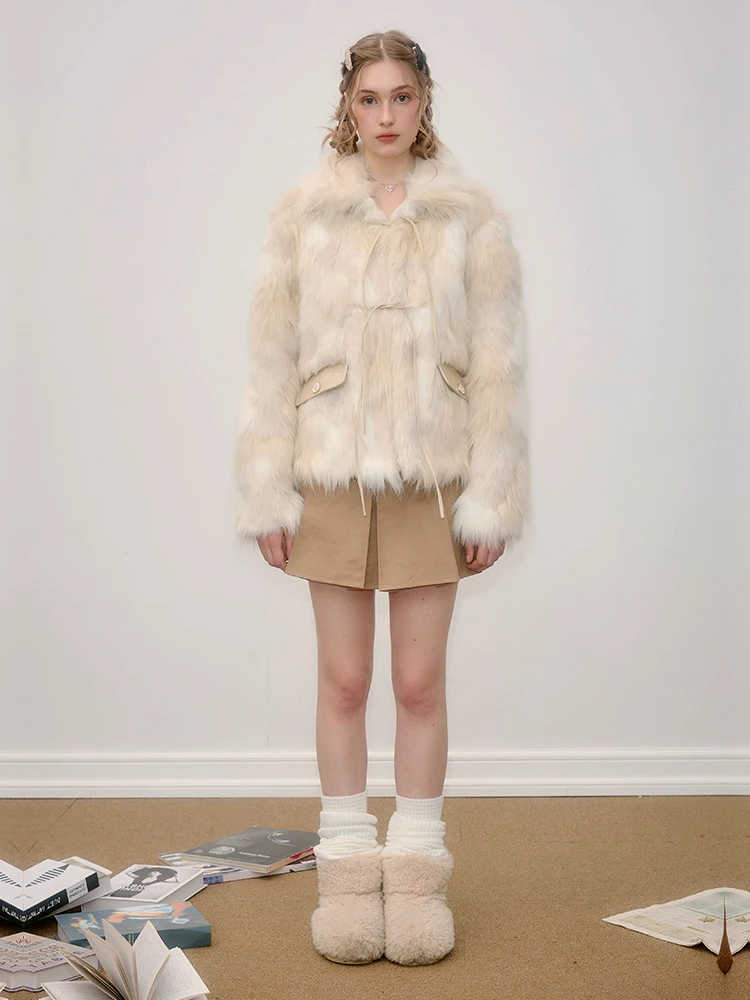 

Thickened Leather Knot Design Eco-friendly Fur Outerwear Winter Warm Original Design Onthereverse Women's Coat
