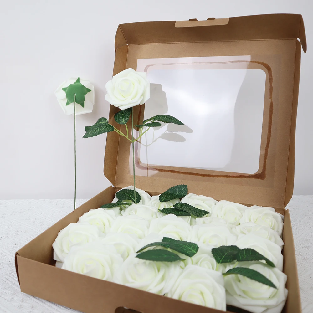 Foam PE Artificial Flowers for Home Decor, Fake Flowers, Wedding Party Decoration Supplies, Bride Wreath Accessories, 8cm, 25Pcs