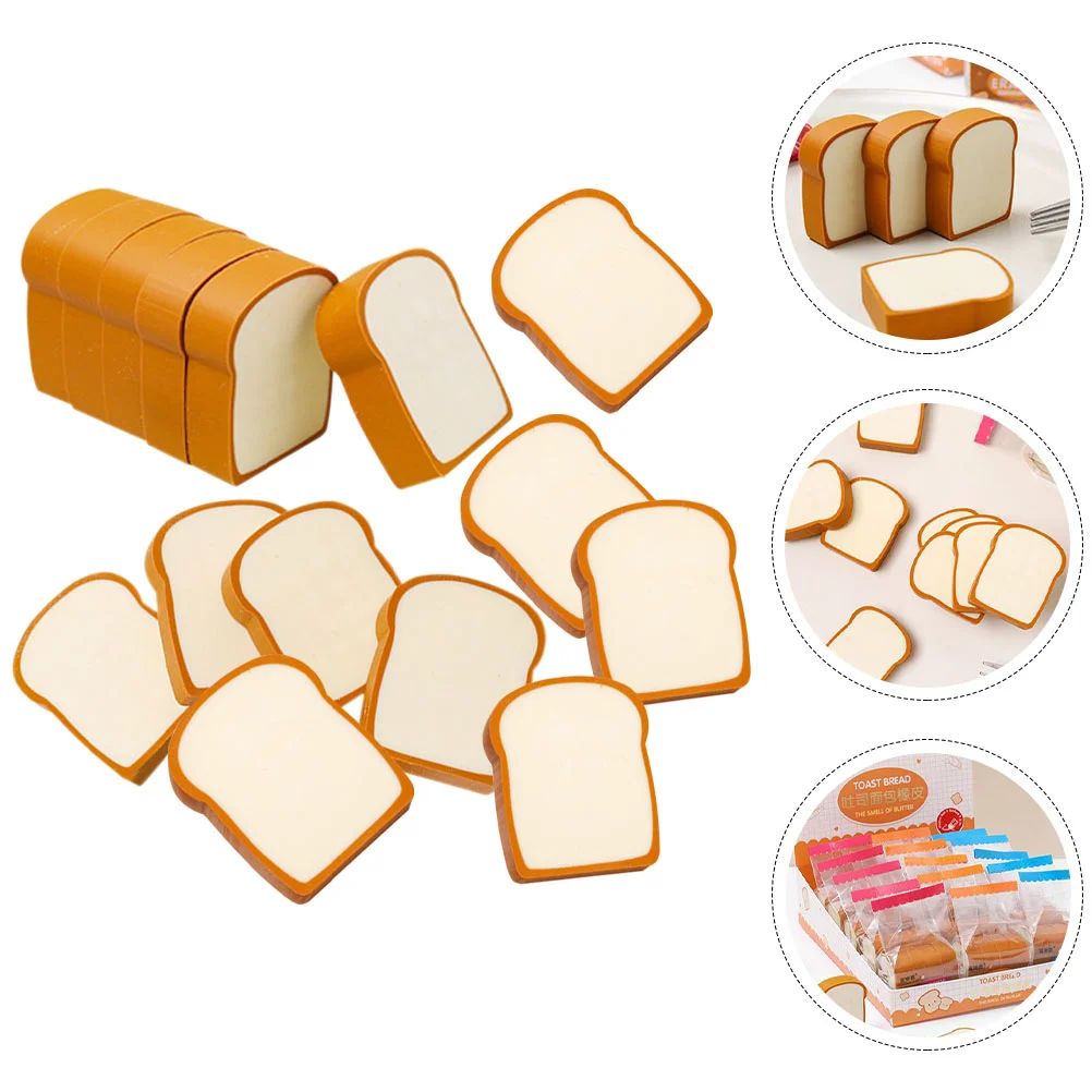 16-delige toastbroodvormige gum Fake Slice Beloning Feestartikelen Cartoon gummen Delicaat kantoor