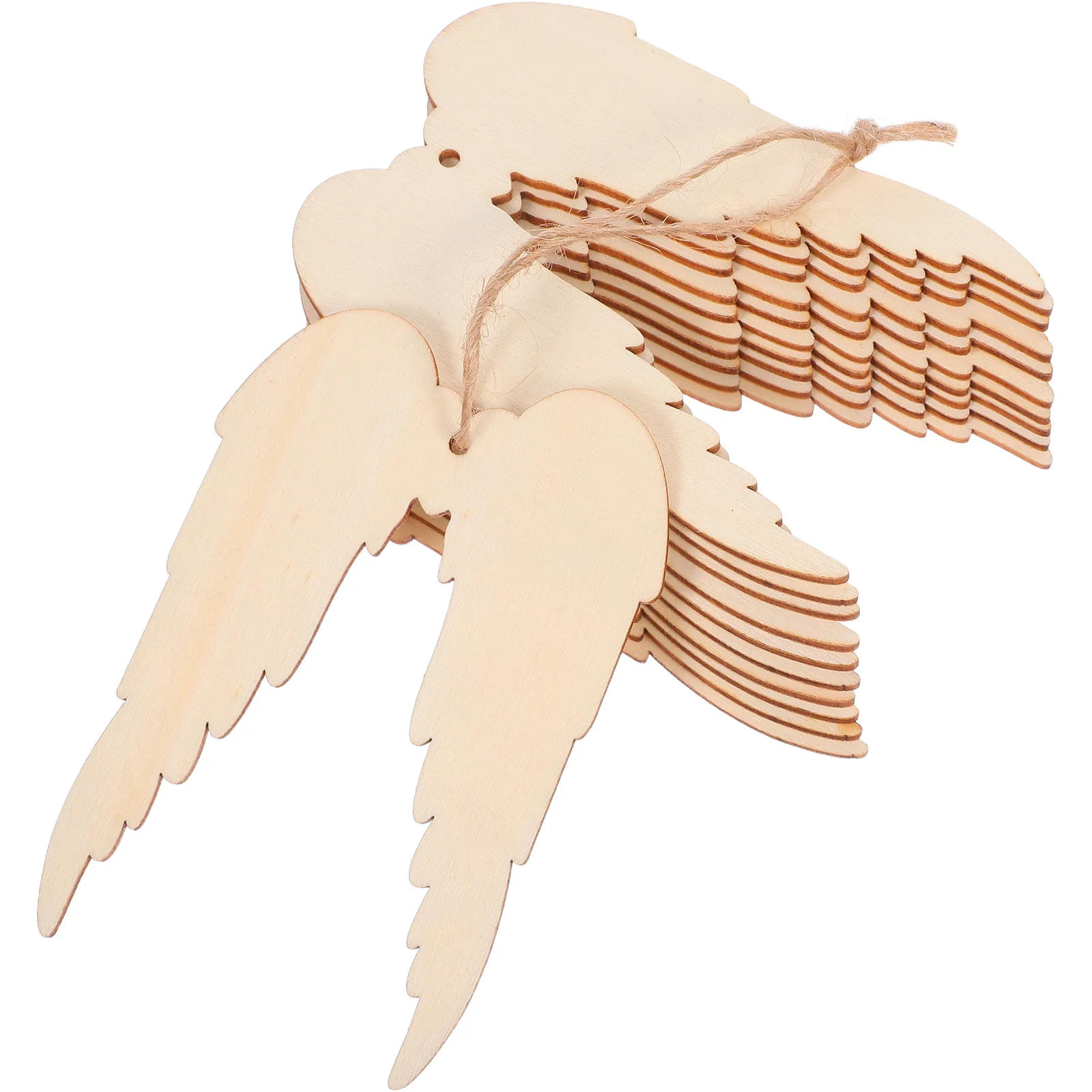

20Pcs Angel Wings Wood Cutouts Unfinished Wooden DIY Craft Tags Ornaments Hole Christmas Birthday Wedding Party Decoration